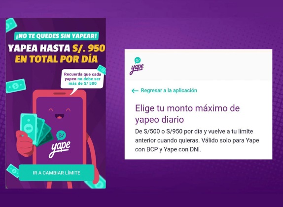cuanto es el monto máximo para yapear